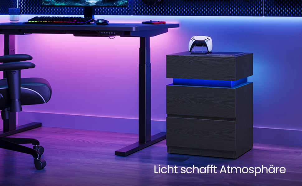 VASAGLE Bedside table with LED lighting