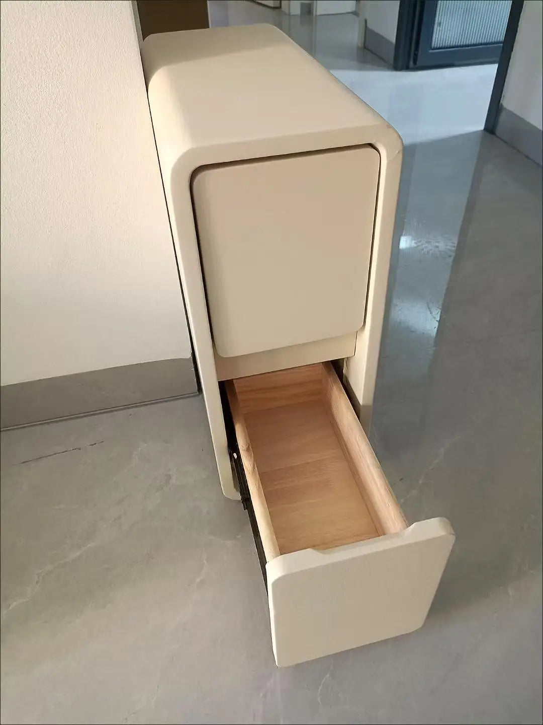 Solid Wood Bedside Table with 2 Drawers No-Leg Design Small