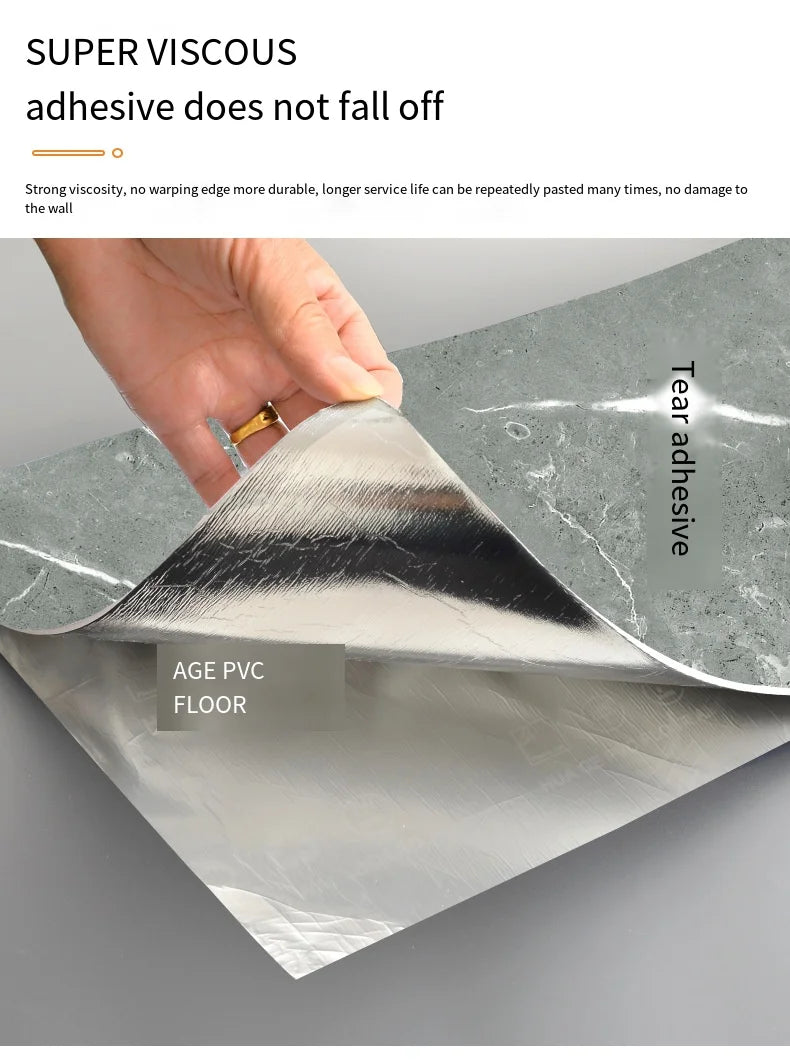 10Pcs Self-adhesive Marble Tiles Sticker Waterproof 30cmx60cm Tiles