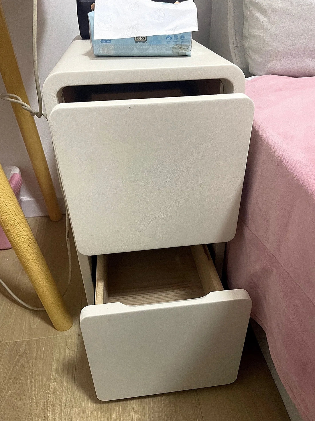 Solid Wood Bedside Table with 2 Drawers No-Leg Design Small