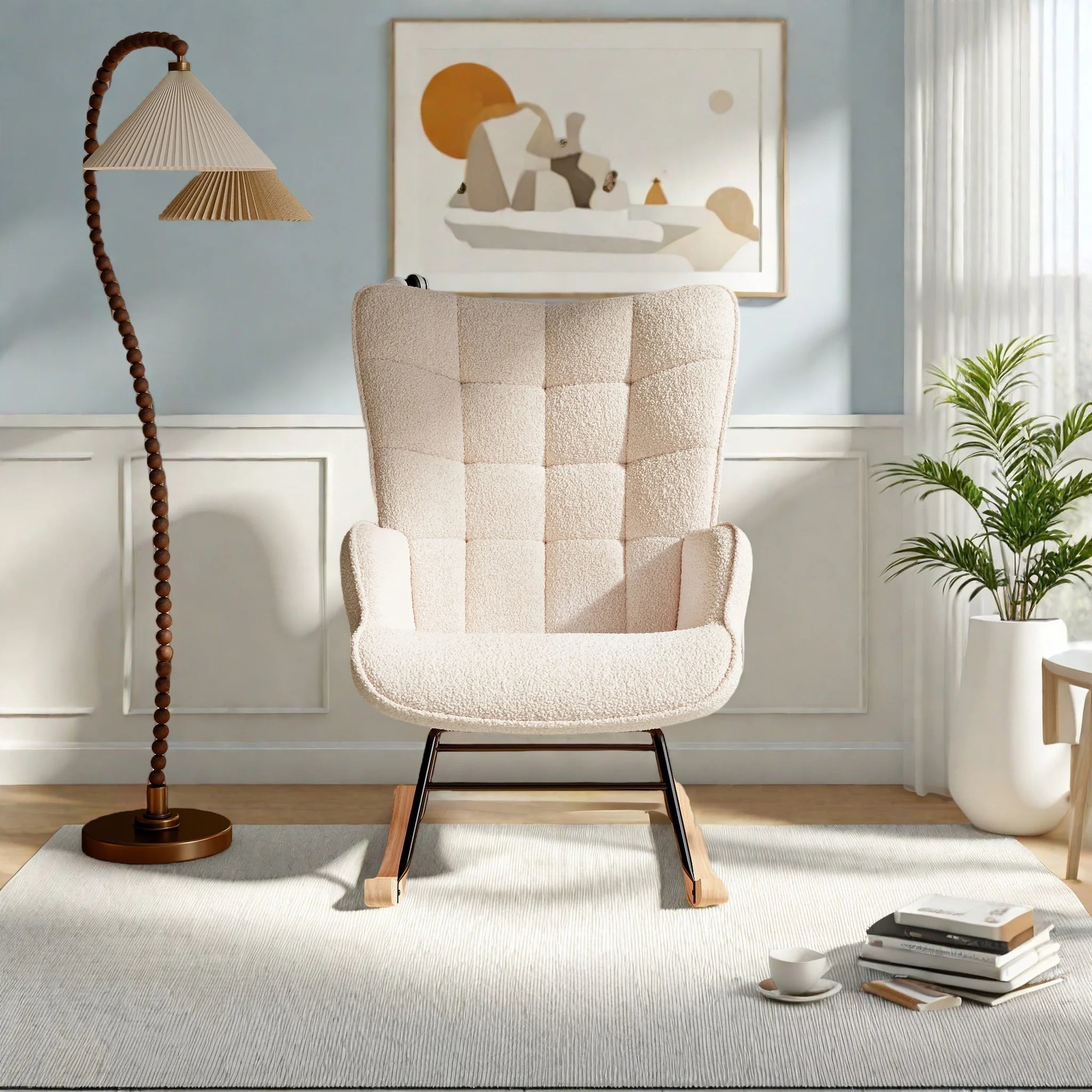 Soft Plush Fabric Armrests Backrests Casual Upholstered chair