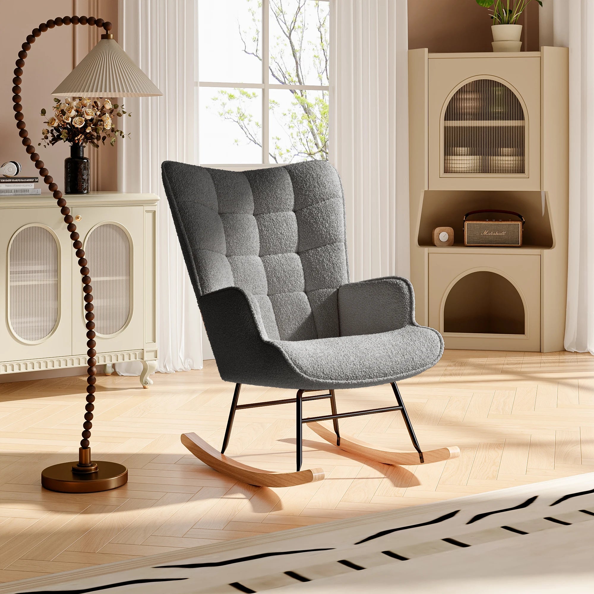 Soft Plush Fabric Armrests Backrests Casual Upholstered chair