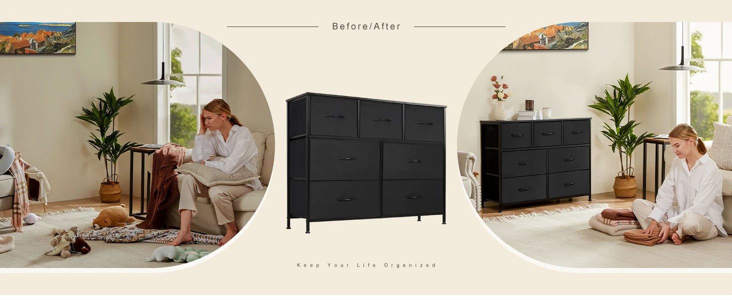 JHK Desser For Bedroom With 7 Fabric Drawers