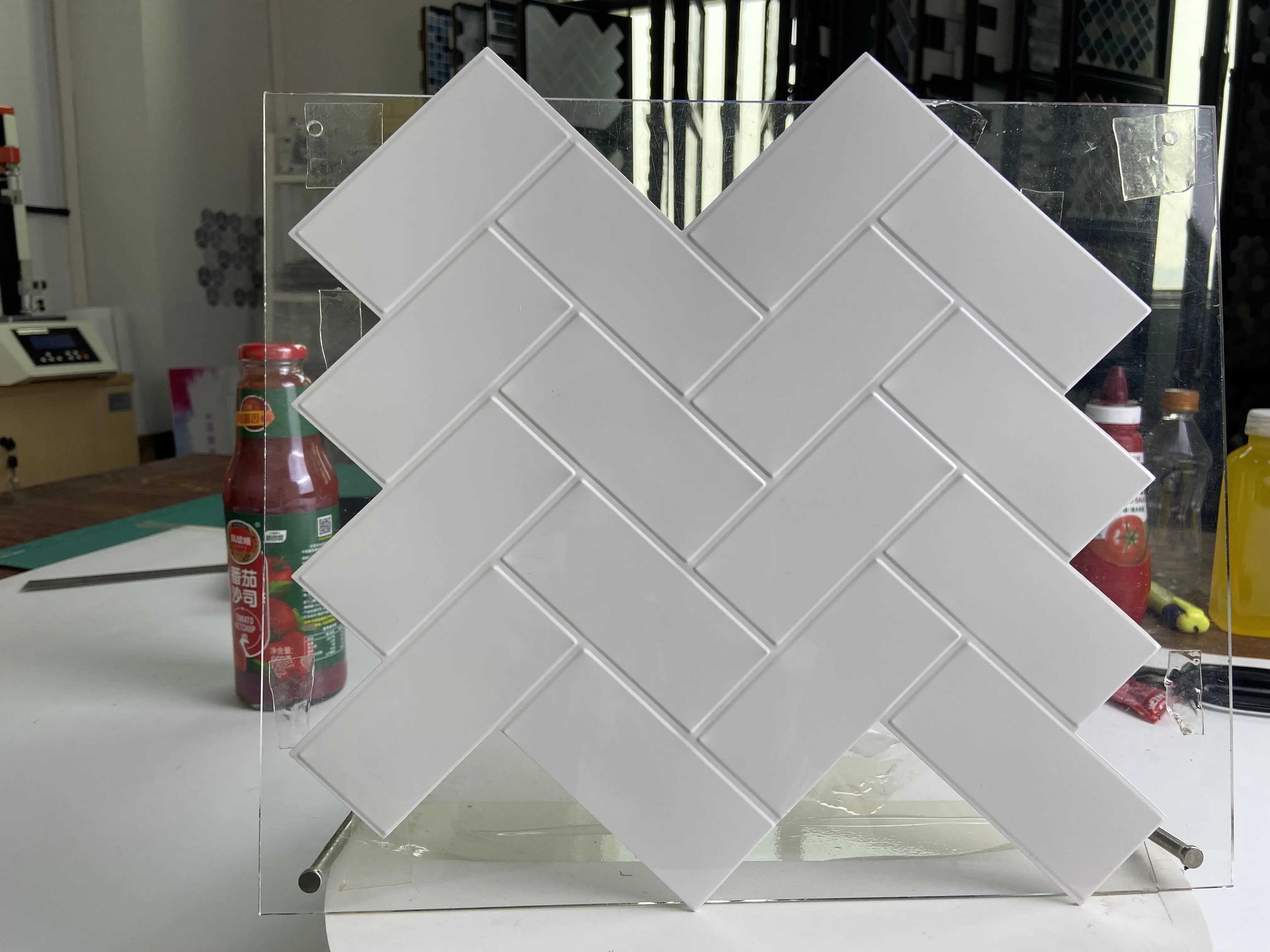 10pcs 3D Imitation Tile Self-Adhesive Wall Stickers Peel And Stick Wall Tiles