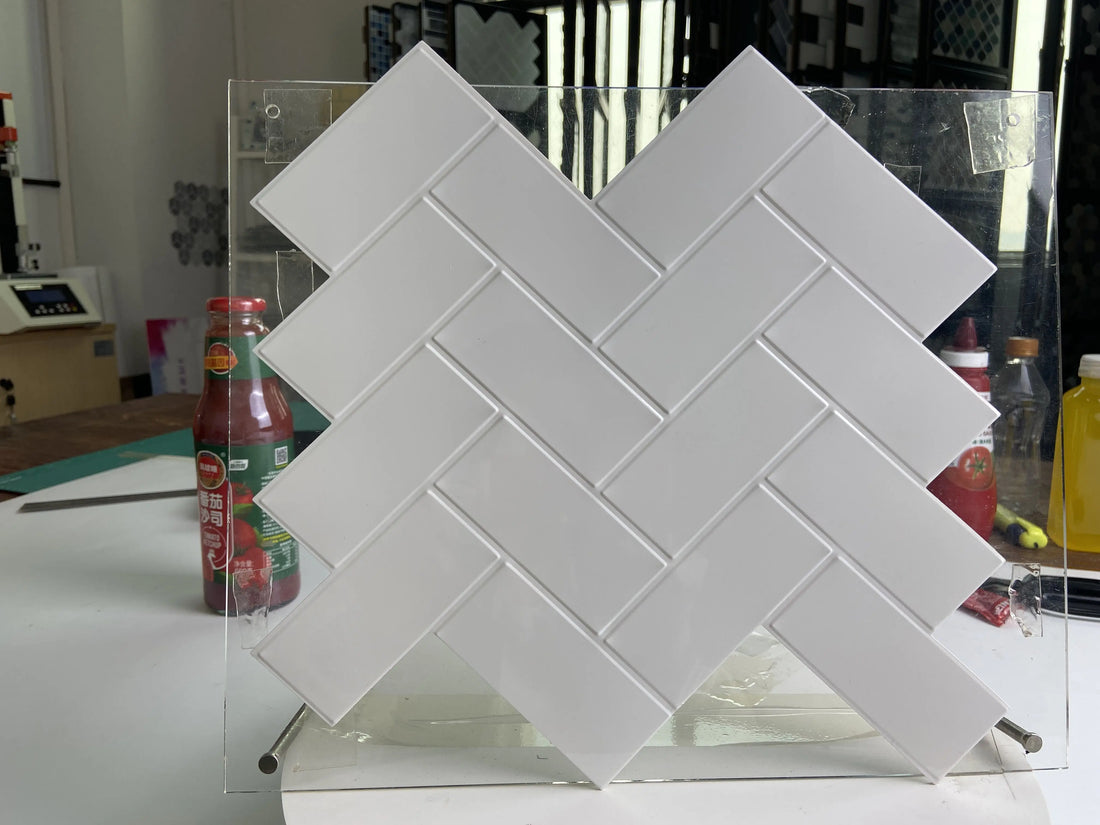 10pcs 3D Imitation Tile Self-Adhesive Wall Stickers Peel And Stick Wall Tiles