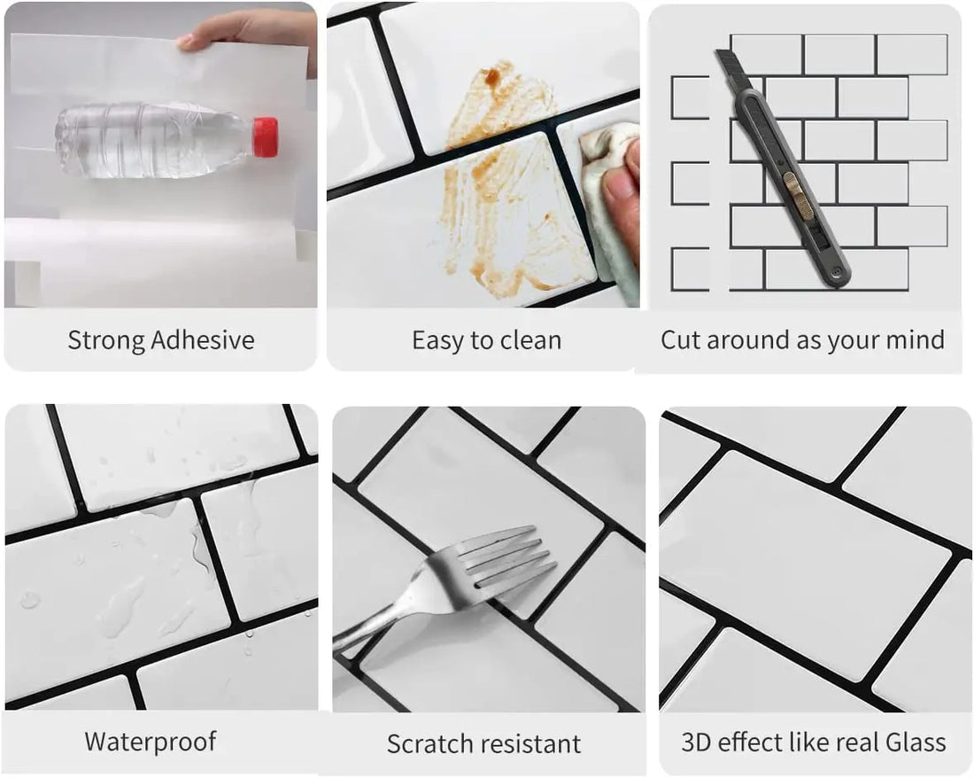 Subway Wall Stickers Peel and Stick 3d Brick Vinyl Wallpaper Bathroom Kitchen Backsplash