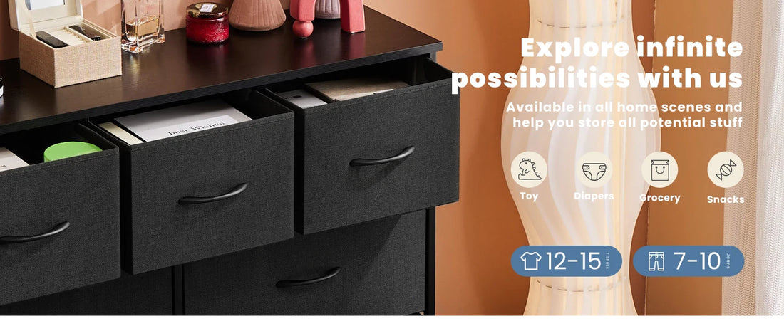 JHK Desser For Bedroom With 7 Fabric Drawers