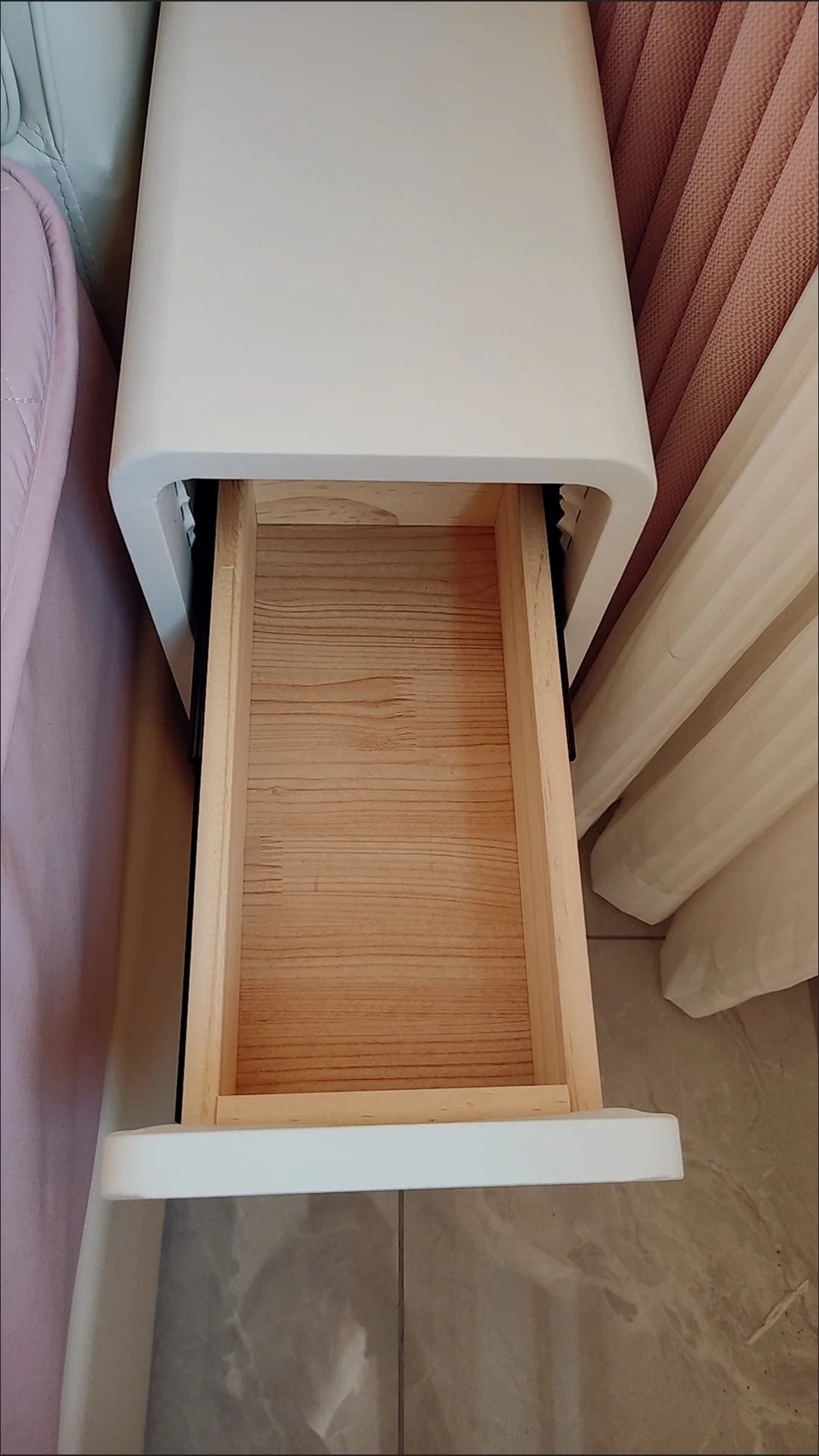 Solid Wood Bedside Table with 2 Drawers No-Leg Design Small