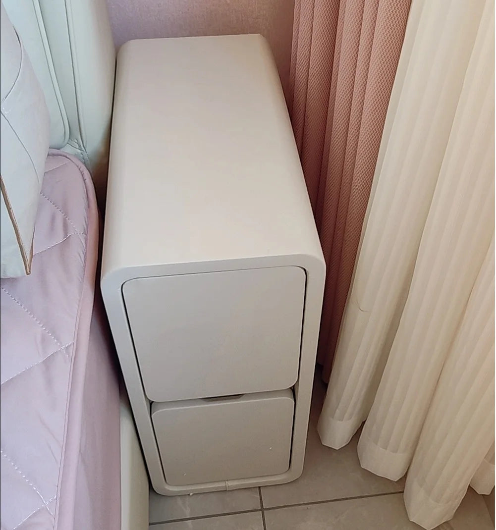 Solid Wood Bedside Table with 2 Drawers No-Leg Design Small