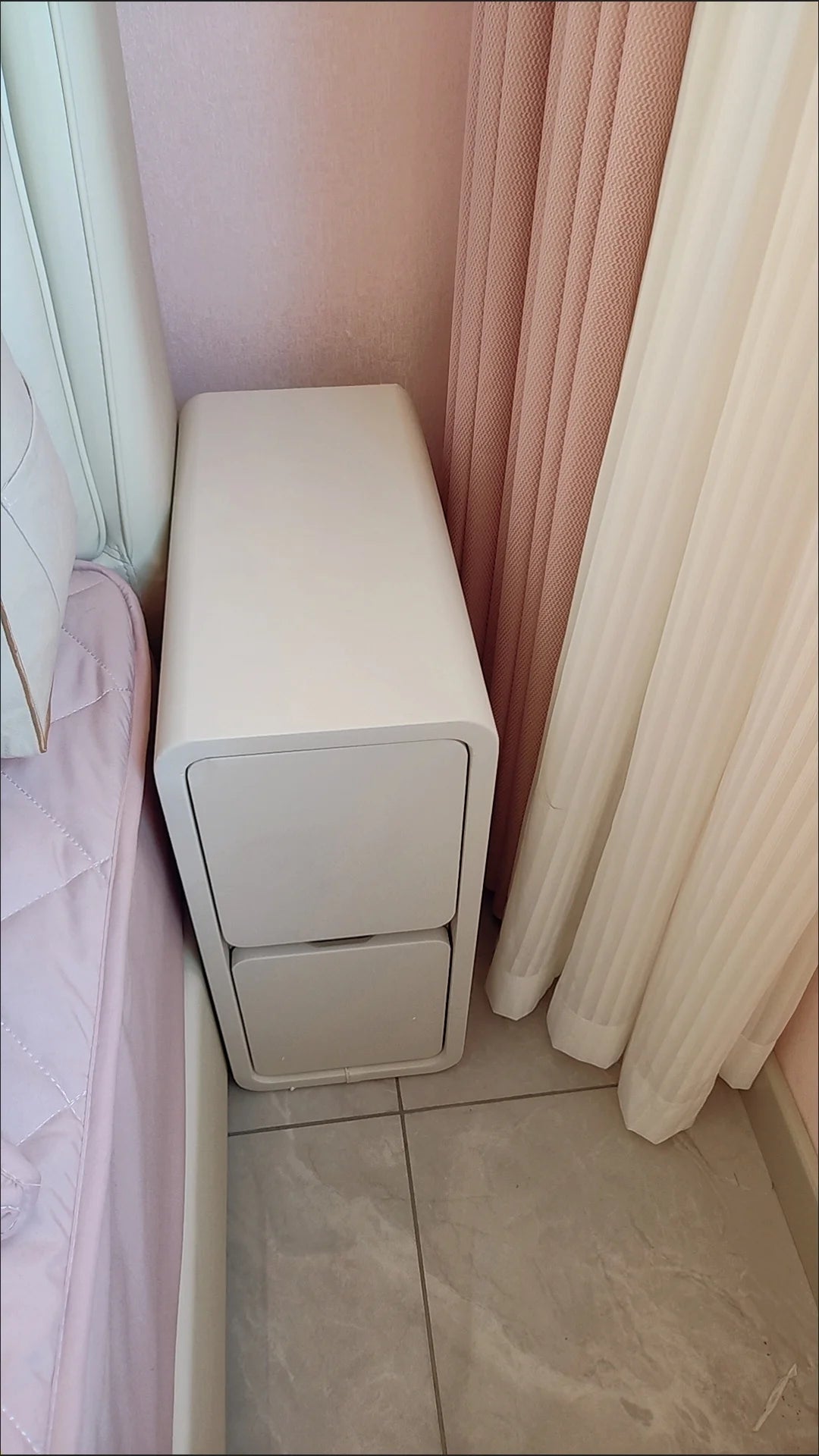 Solid Wood Bedside Table with 2 Drawers No-Leg Design Small