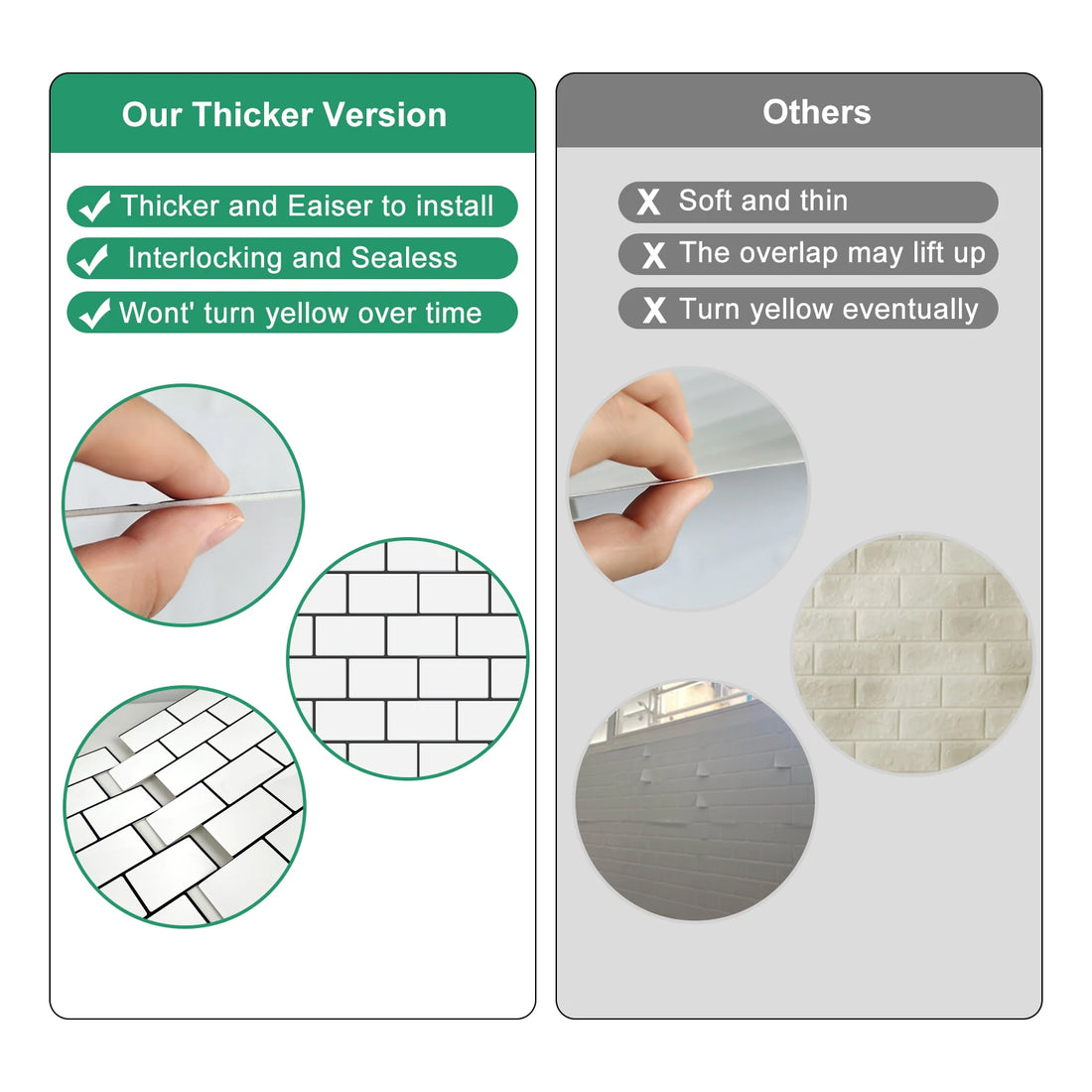 Subway Wall Stickers Peel and Stick 3d Brick Vinyl Wallpaper Bathroom Kitchen Backsplash