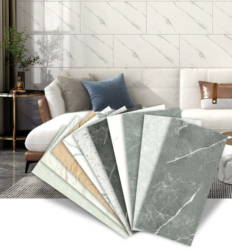 10Pcs Self-adhesive Marble Tiles Sticker Waterproof 30cmx60cm Tiles
