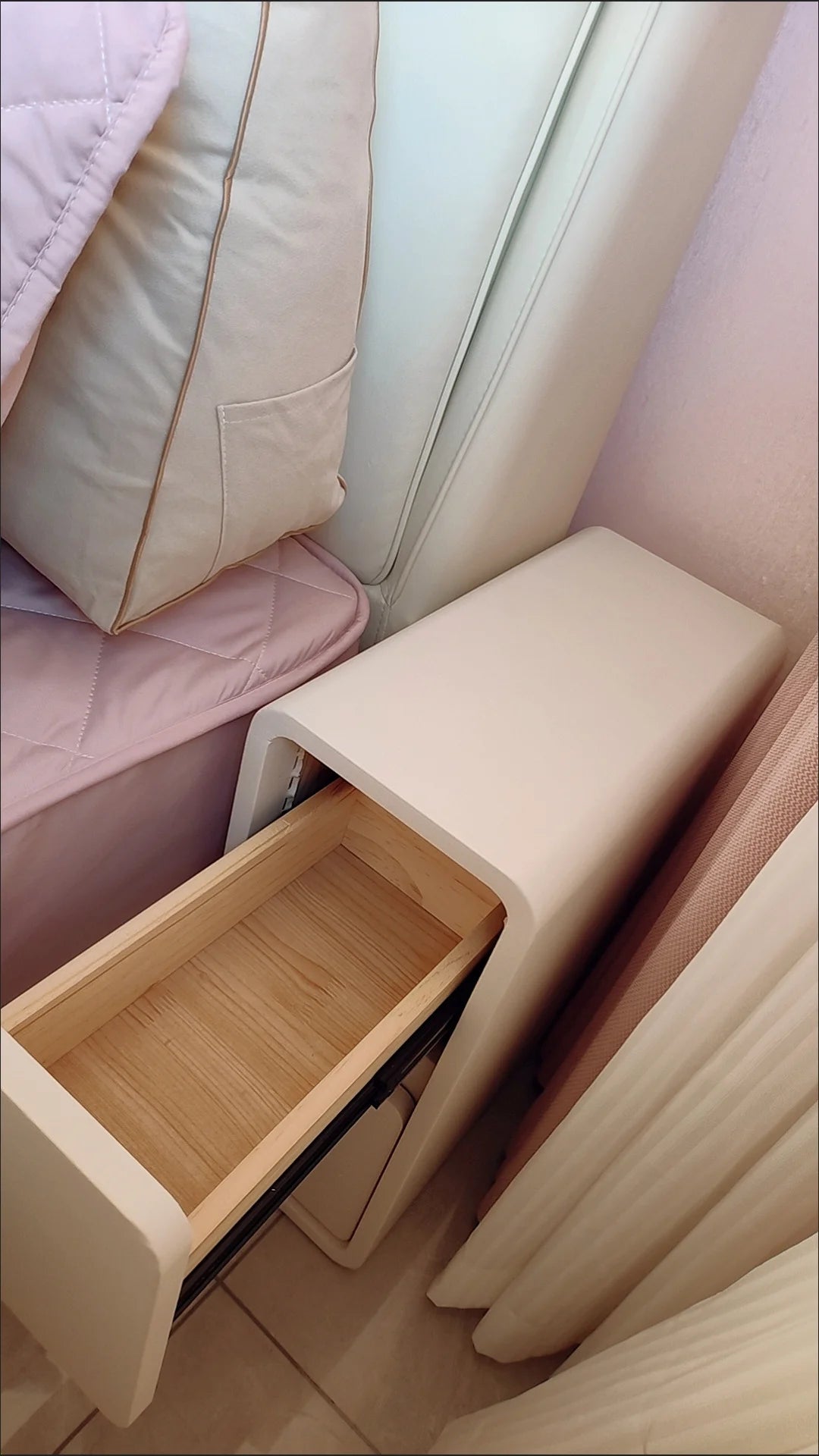 Solid Wood Bedside Table with 2 Drawers No-Leg Design Small