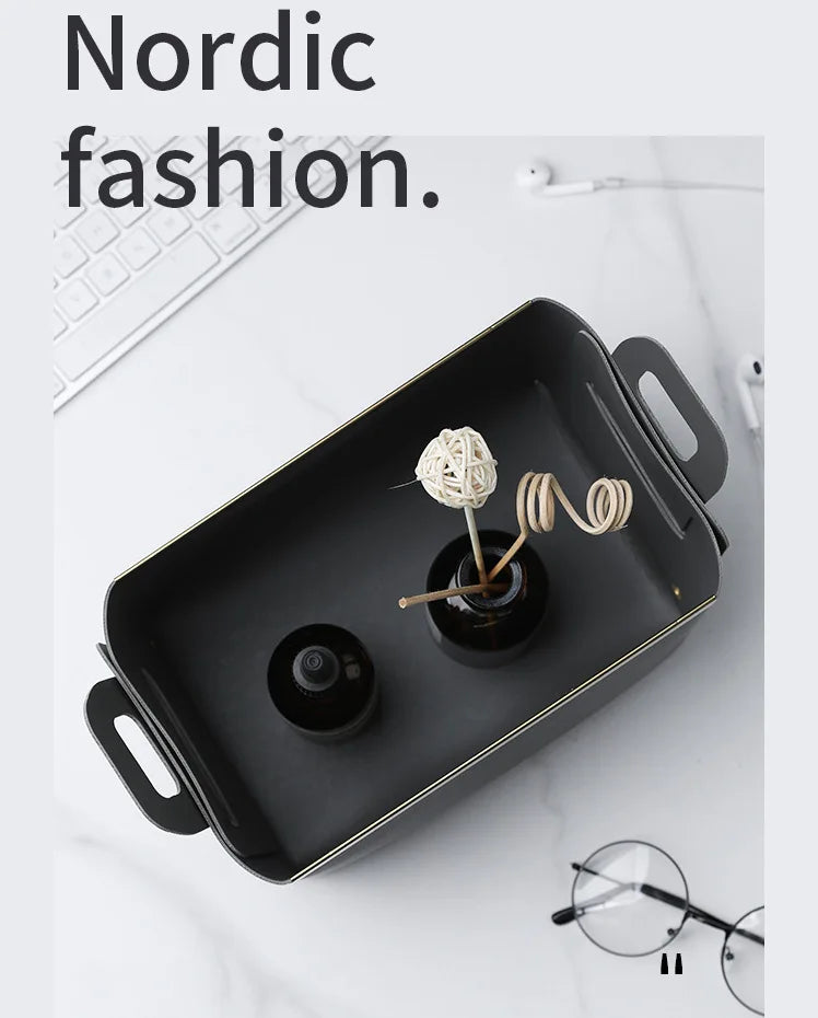 Desktop finishing PU leather storage box