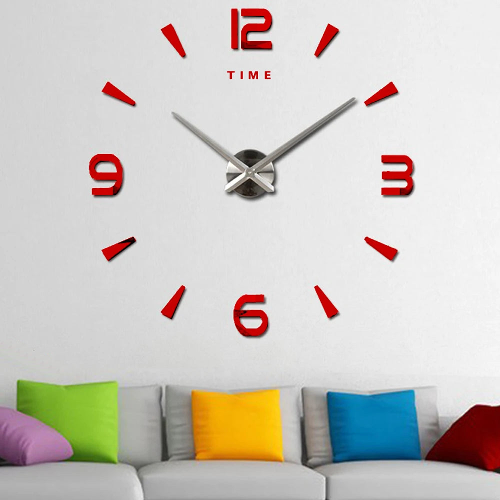 Large Wall Clock Quartz 3D DIY Big Watch Decorative