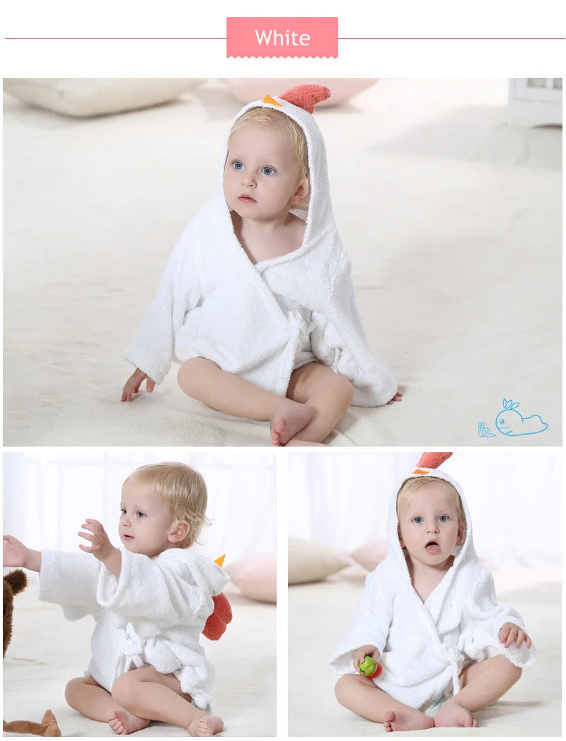 Cotton Baby Robe Bath Towel Cartoon Hoodies Infant Girls Boys Sleepwear