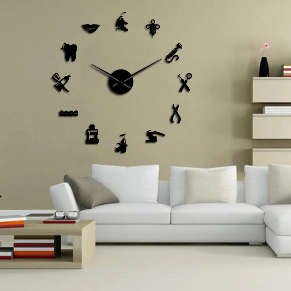 Dentist DIY Giant Wall Clock Dental Doctor Oversized Wall Clock
