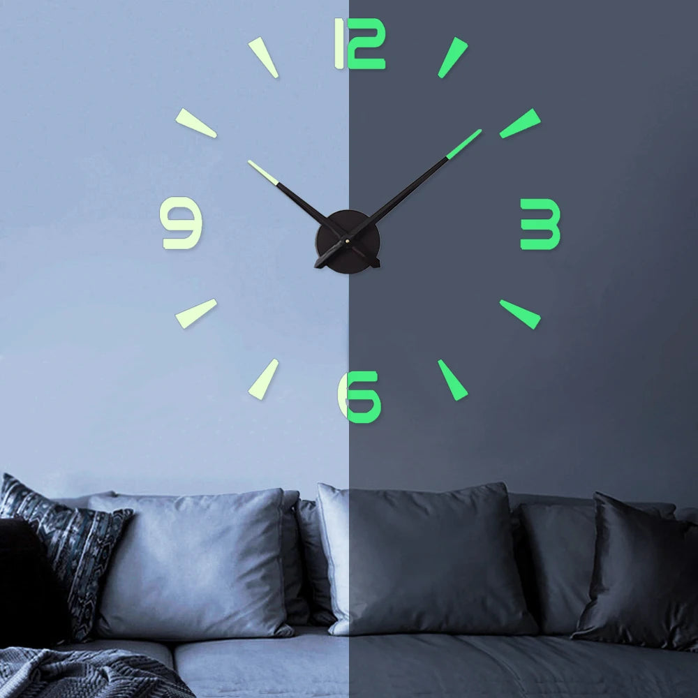 Large Wall Clock Quartz 3D DIY Big Watch Decorative