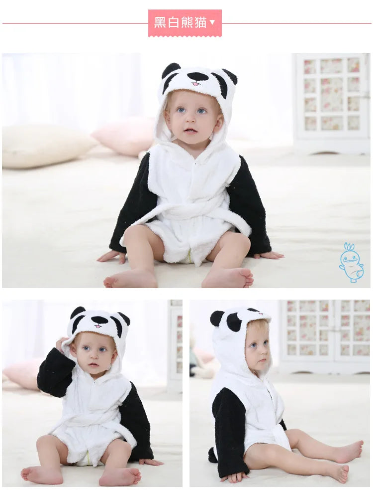 Cotton Baby Robe Bath Towel Cartoon Hoodies Infant Girls Boys Sleepwear