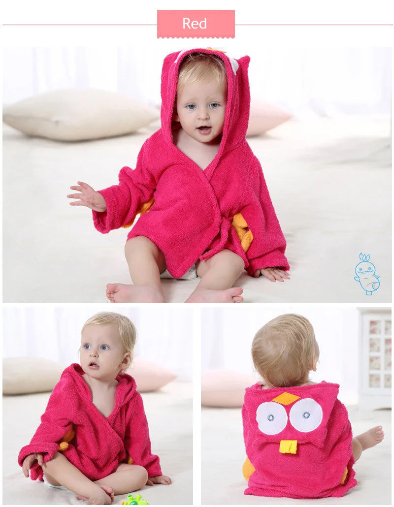 Cotton Baby Robe Bath Towel Cartoon Hoodies Infant Girls Boys Sleepwear