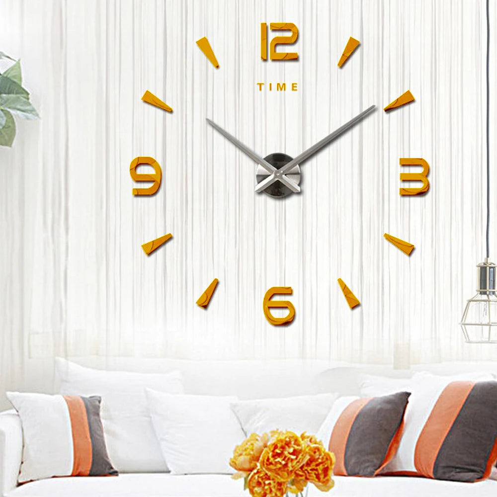 Large Wall Clock Quartz 3D DIY Big Watch Decorative