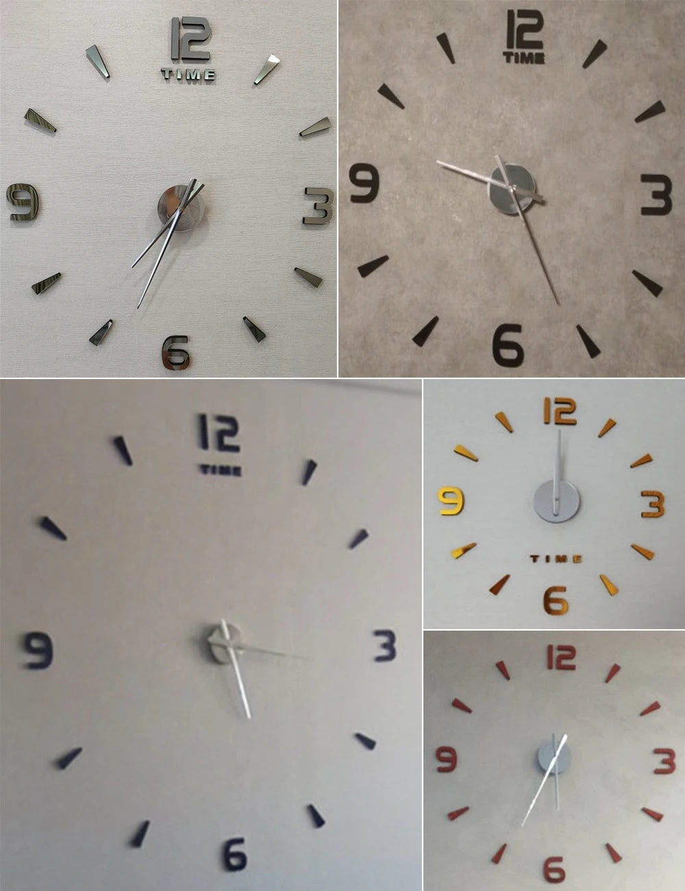 Large Wall Clock Quartz 3D DIY Big Watch Decorative