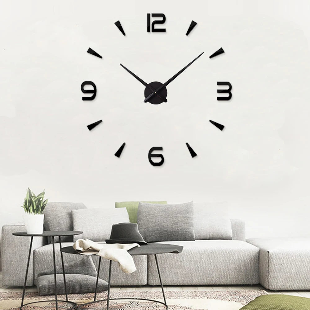 Large Wall Clock Quartz 3D DIY Big Watch Decorative