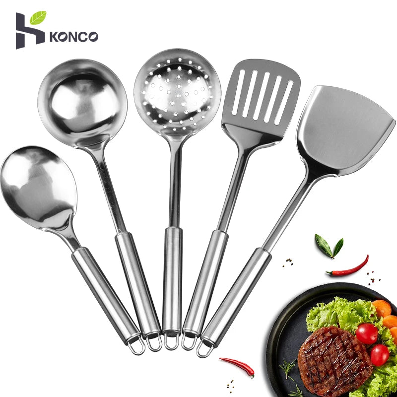 Konco Kitchenware Cooking Utensils Set Stainless Steel Cookware
