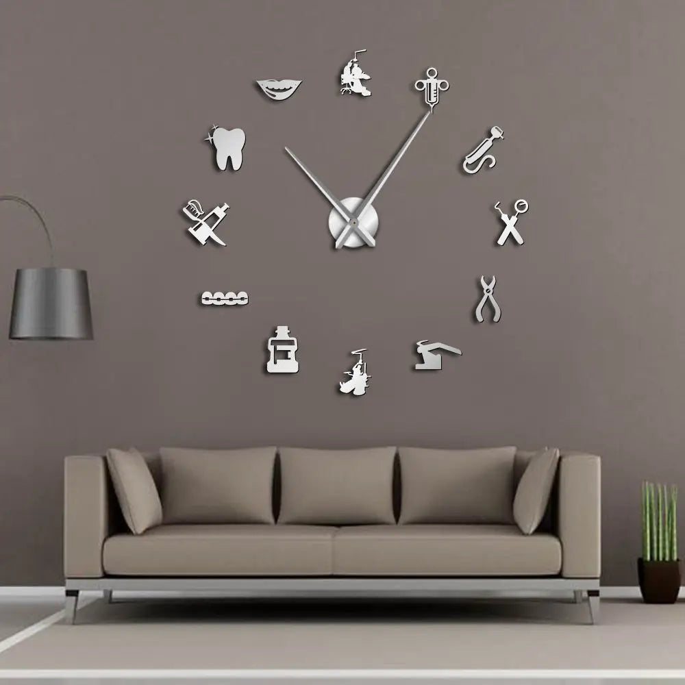 Dentist DIY Giant Wall Clock Dental Doctor Oversized Wall Clock