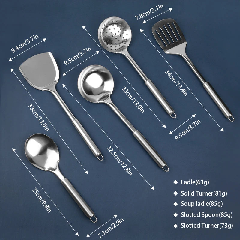Konco Kitchenware Cooking Utensils Set Stainless Steel Cookware
