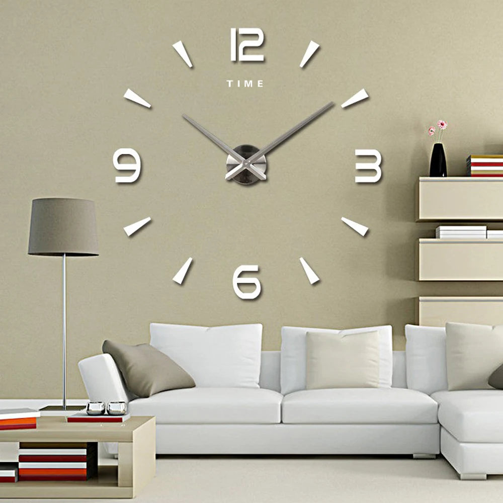 Large Wall Clock Quartz 3D DIY Big Watch Decorative