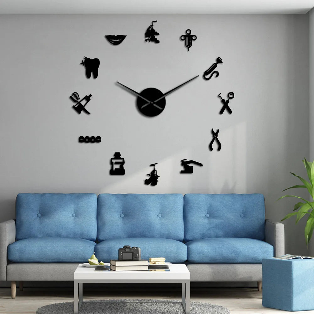 Dentist DIY Giant Wall Clock Dental Doctor Oversized Wall Clock