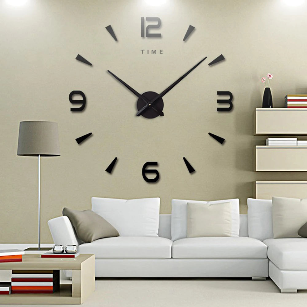 Large Wall Clock Quartz 3D DIY Big Watch Decorative