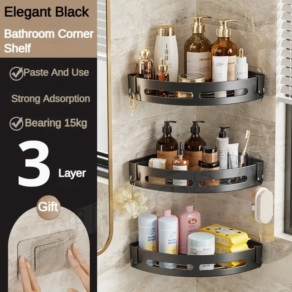 No Drill Wall Corner Bathroom Shelf Corner Shelf Storage Organizer