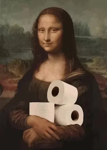 Funny Mona Lisa Wearing Pearls Girl Bathroom Toilet Decoration Painting