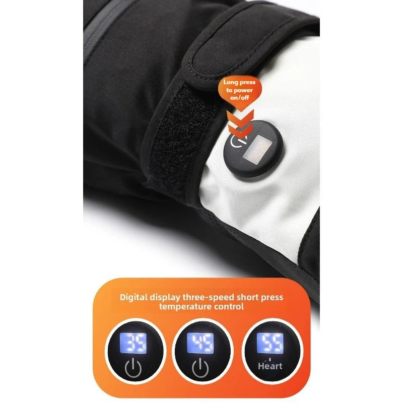 2025 Smart Heated Ski Gloves USB Recharge 3-Heat Carbon Fiber Waterproof