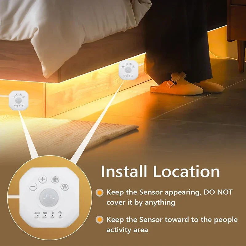 Flowing light strip LED Motion Sensor Light Indoor Under Bed Lights