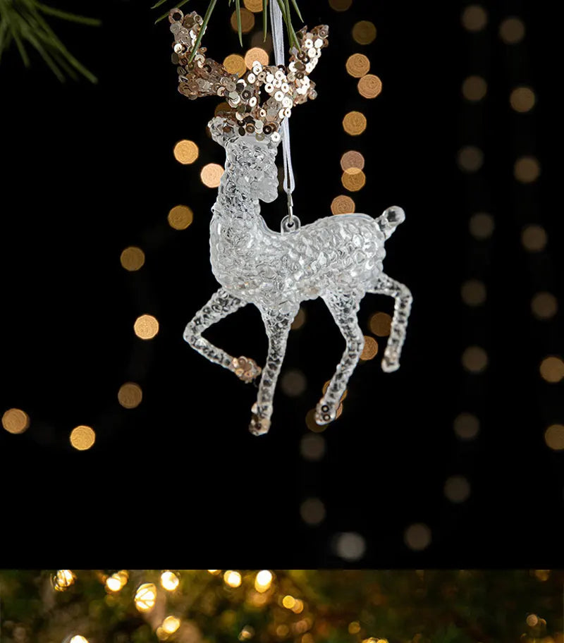 Crystal Christmas Tree Ornaments Acrylic Clear Hanging Crystals for Christmas