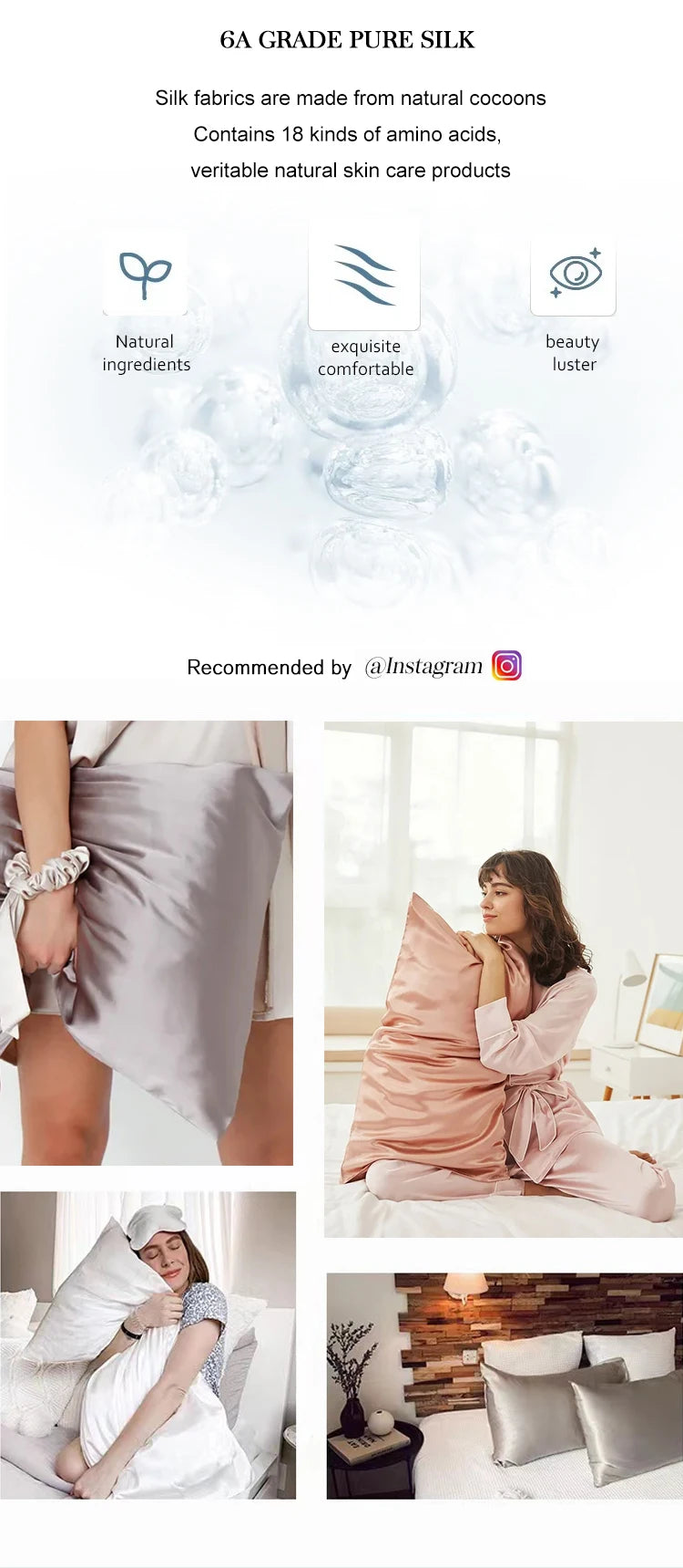 100% Natural Mulberry Silk Pillowcase With OEKO-TEX