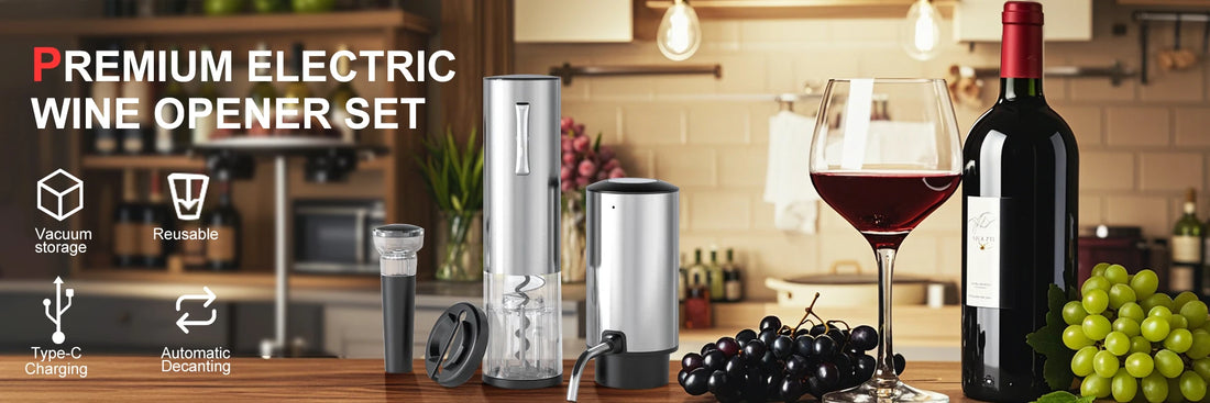5 in1 Electric Wine Opener Set with Charging Base Automatic