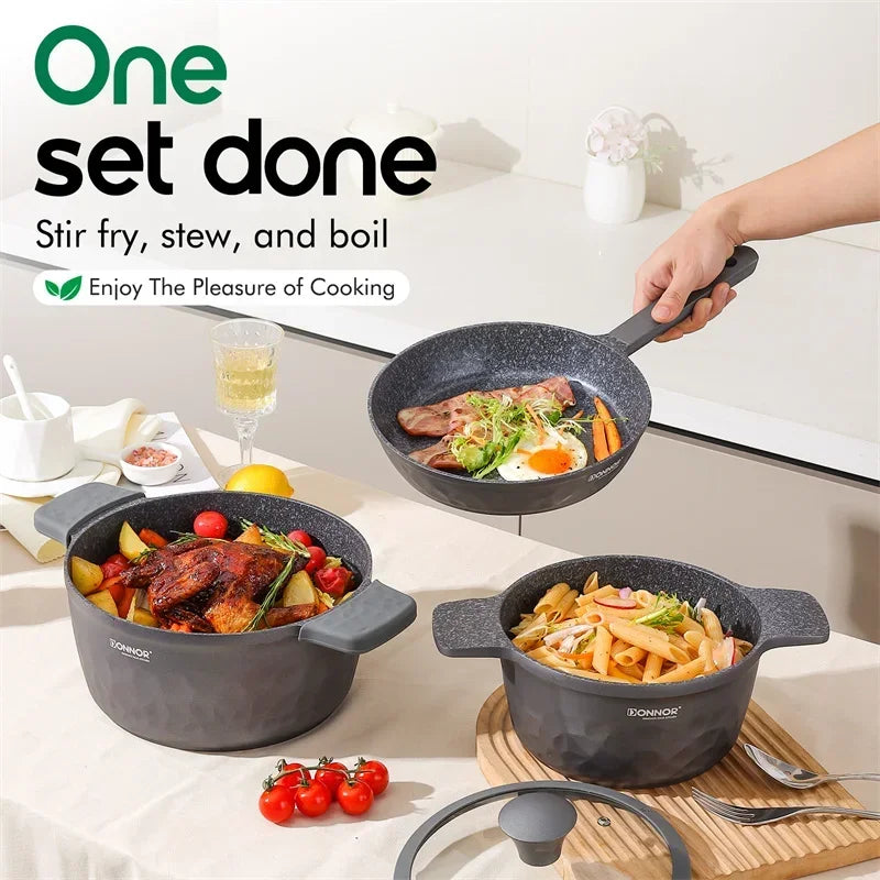 DONNOR Non-stick Pot 12/13/16pcs Cookware Set