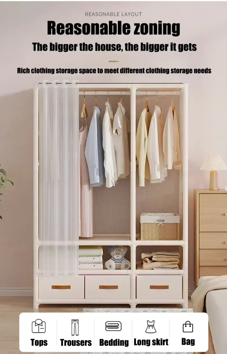 Wardrobe for HomeUse Bedroom Simple and LargeCapacityFabric Cabinet