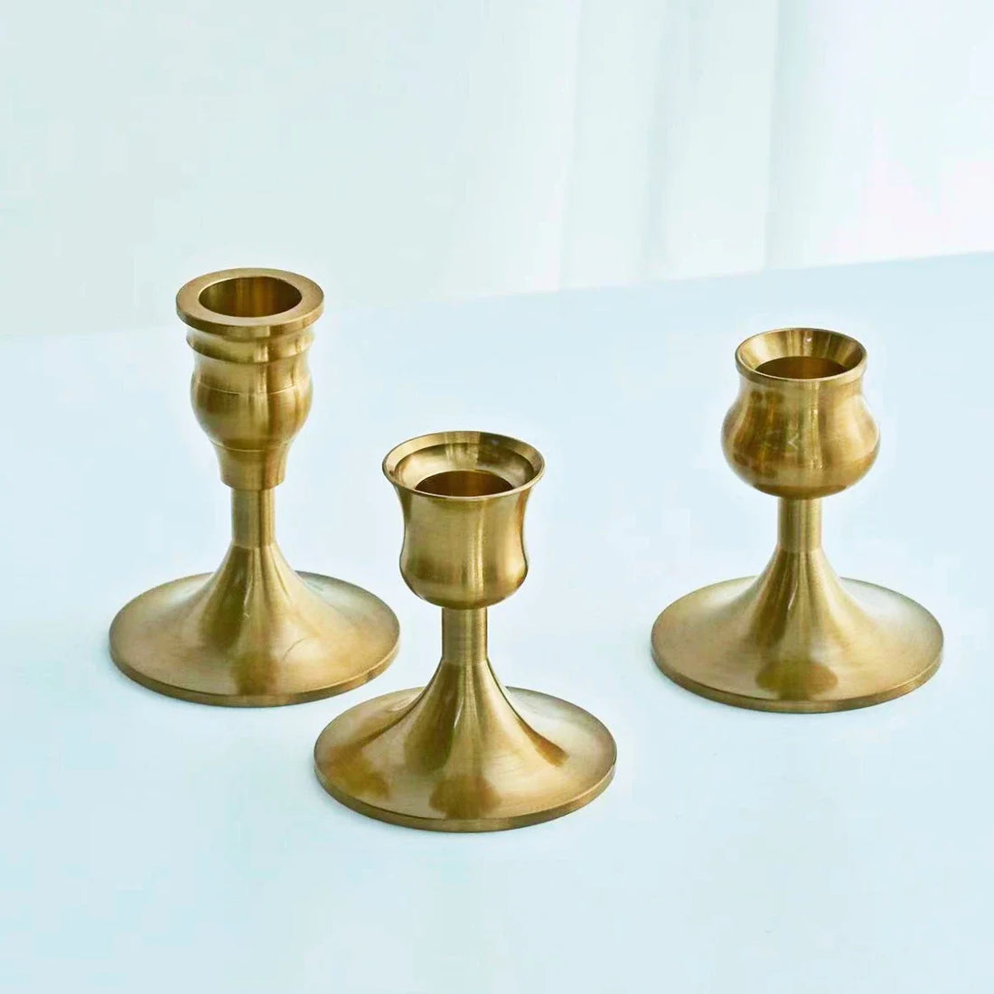 3pc Candlestick Holders Kit Brass Gold Candlestick Set