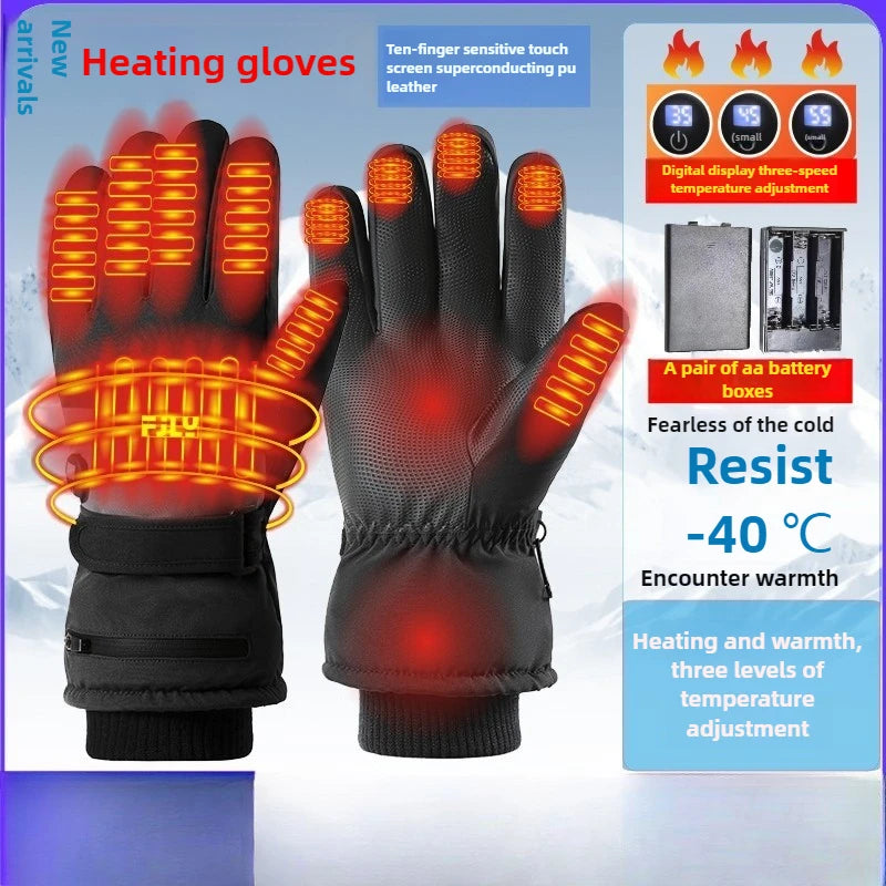 2025 Smart Heated Ski Gloves USB Recharge 3-Heat Carbon Fiber Waterproof