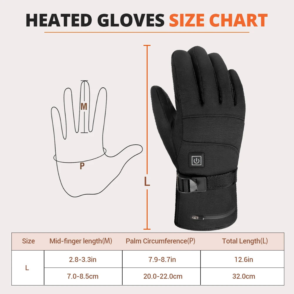 Electric Heated Gloves Winter Skiing Heated Gloves Moto Warm Waterproof