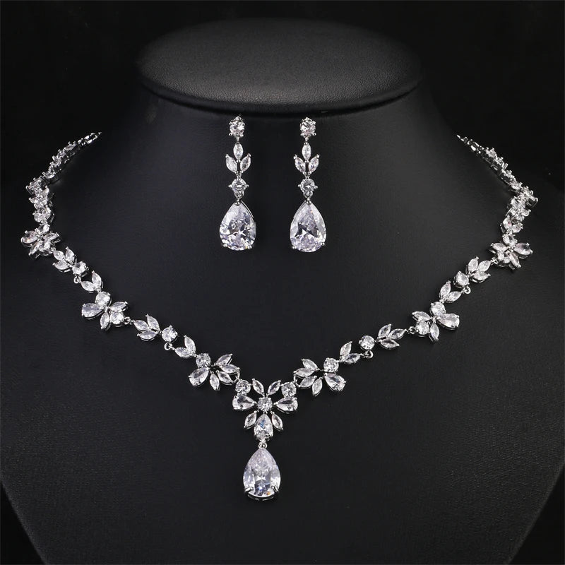 ZAKOL Brand Luxury AAA Zircon Earrings Necklace Jewelry Set