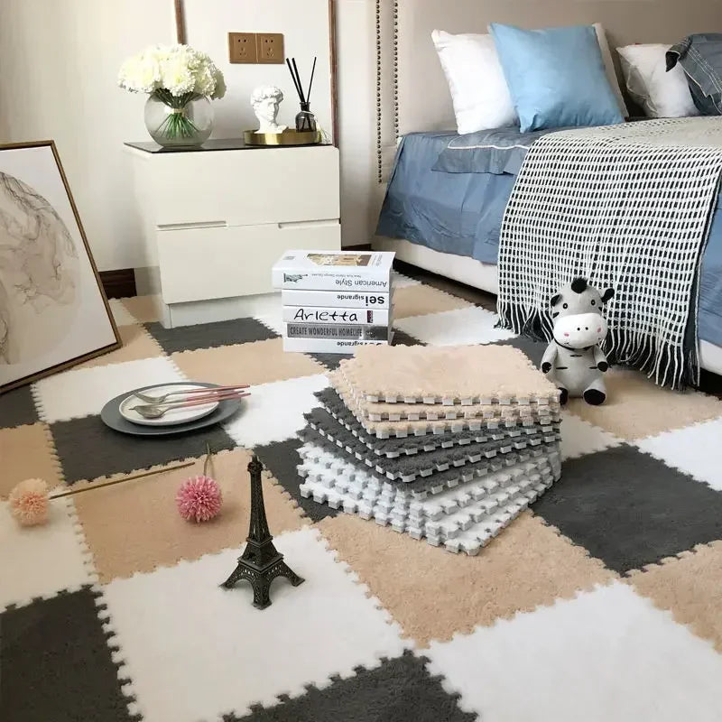 30x30cm Plush Puzzle Foam Floor Mat Creative Fashion Carpet