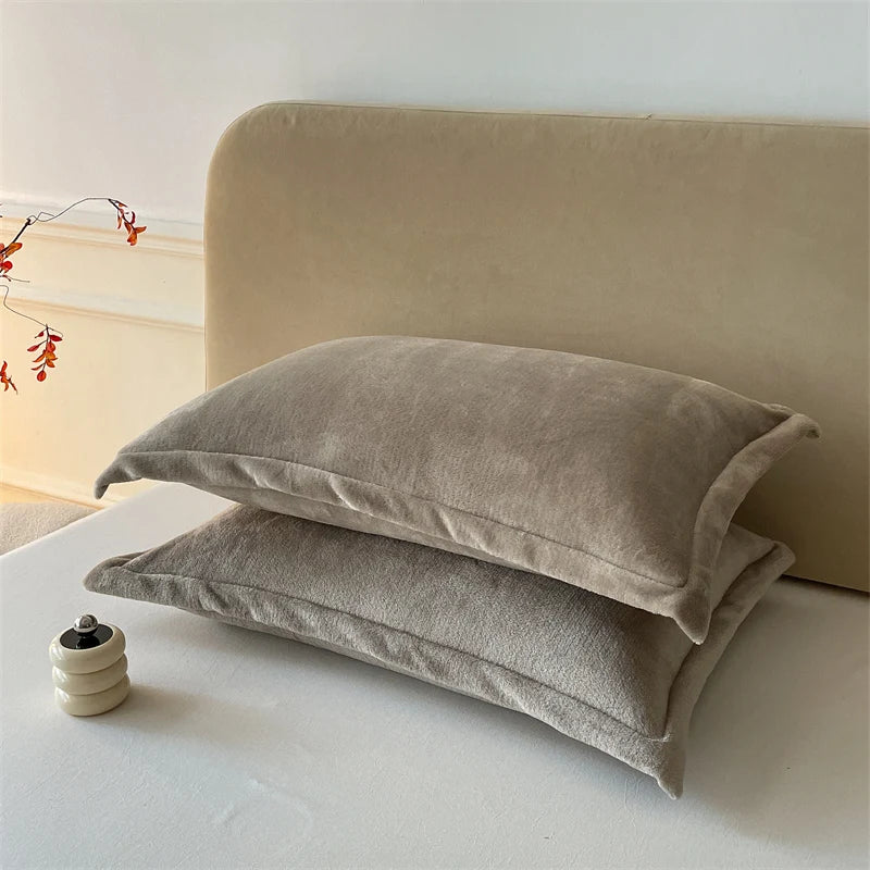 Solid Color Pillows Cover Velvet Pillowslip funda almohada 48x74cm Pillowcase