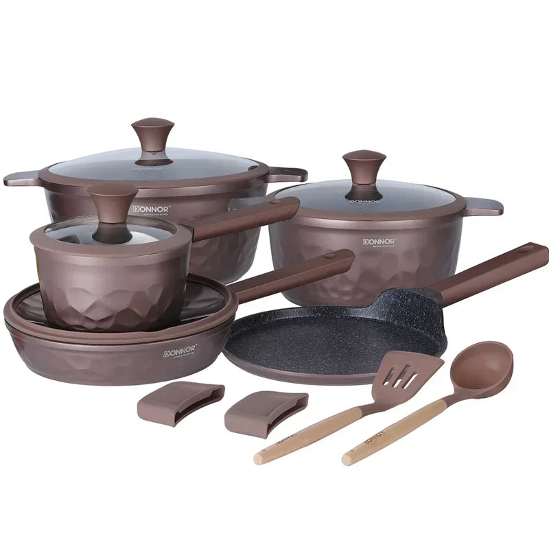 DONNOR Non-stick Pot 12/13/16pcs Cookware Set