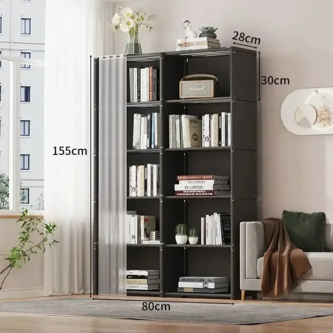 6/5 Layers Dustproof Wardrobe High Capacity Partition Bookshelf